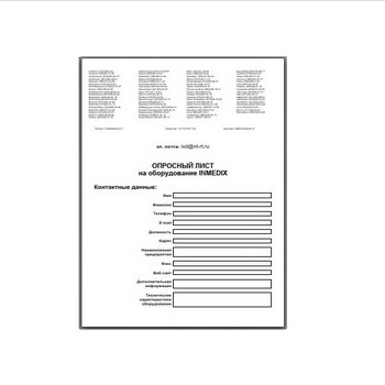 MICRO TISSUES Questionnaire from manufacturer MicroTissues